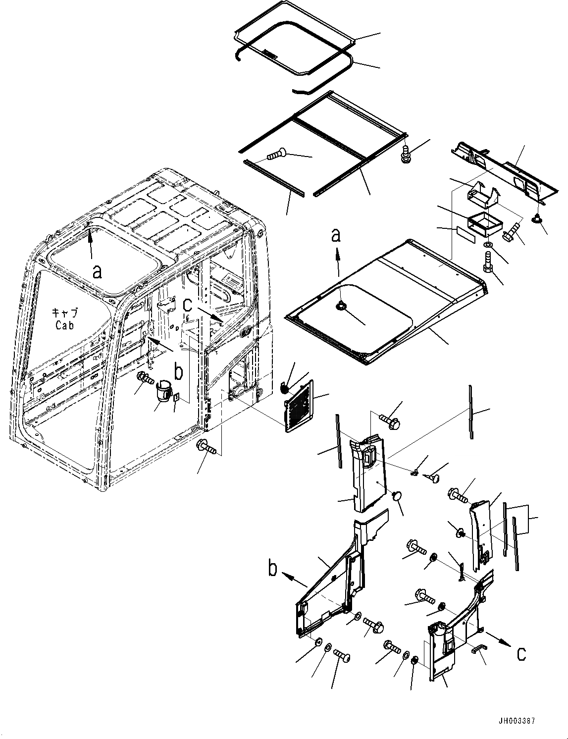 Схема запчастей Komatsu PC350LC-8 - КАБИНА, КРЫША КРЫШКАAND ВПУСК ВОЗДУХА (№-) КАБИНА, ДЛЯ СТРАН ЕС