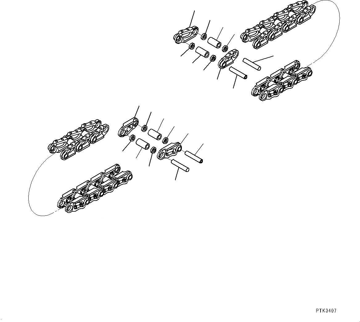 Схема запчастей Komatsu PC350LC-8 - ГУСЕН. ЦЕПЬ ASSEMBLY (№-) ГУСЕН. ЦЕПЬ ASSEMBLY, ПОДАЮЩ. ONLY, 9 SET, СМАЗ. УПЛОТНЕНИЕED ТИП