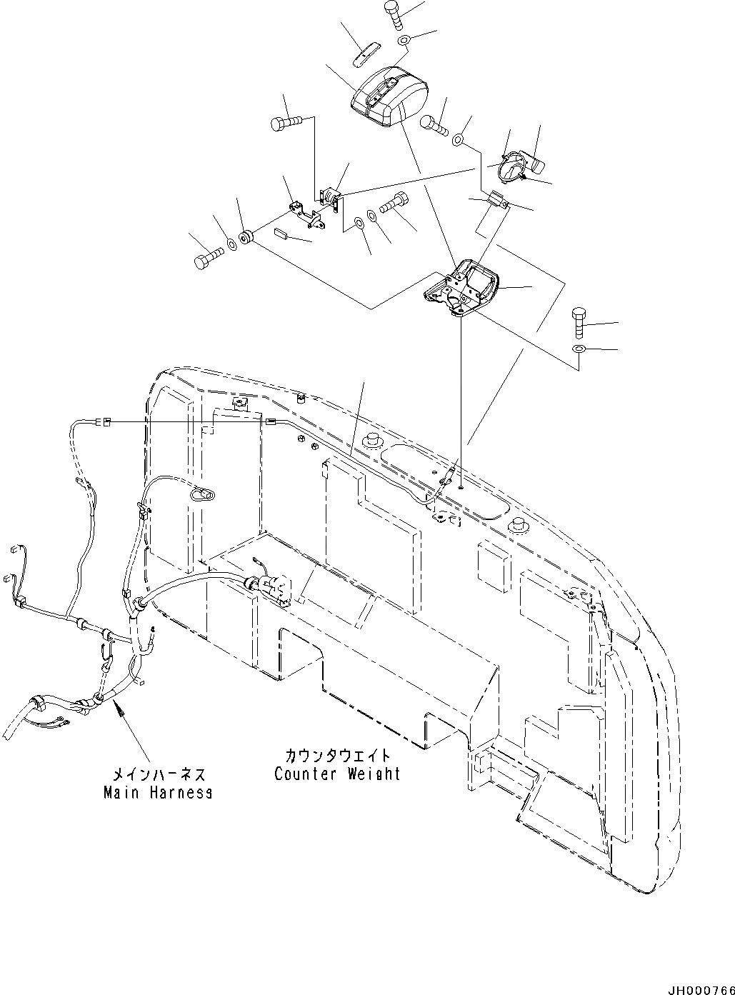 Схема запчастей Komatsu PC130-8 - ЗАДН.VIEW CAMERA, (№8-8) ЗАДН.VIEW CAMERA