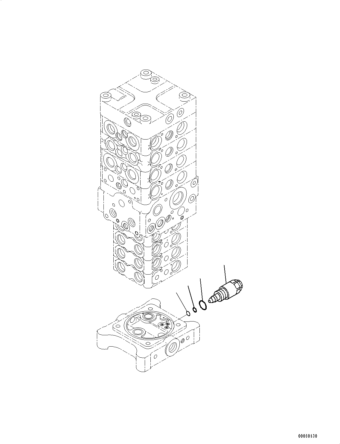 Схема запчастей Komatsu PC130-8 - УПРАВЛЯЮЩ. КЛАПАН, 8-КЛАПАН (7/7) (№8-) УПРАВЛЯЮЩ. КЛАПАН, ОТВАЛ СПЕЦ-ЯIFICATION, -АКТУАТОР