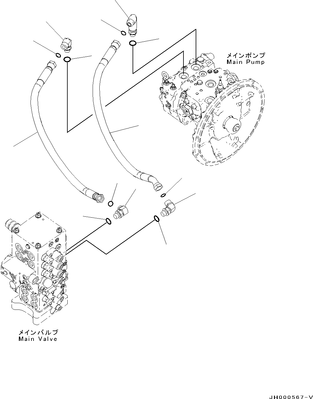 Схема запчастей Komatsu PC130-8 - ПОДАЮЩ. ТРУБЫ (№8-) ПОДАЮЩ. ТРУБЫ