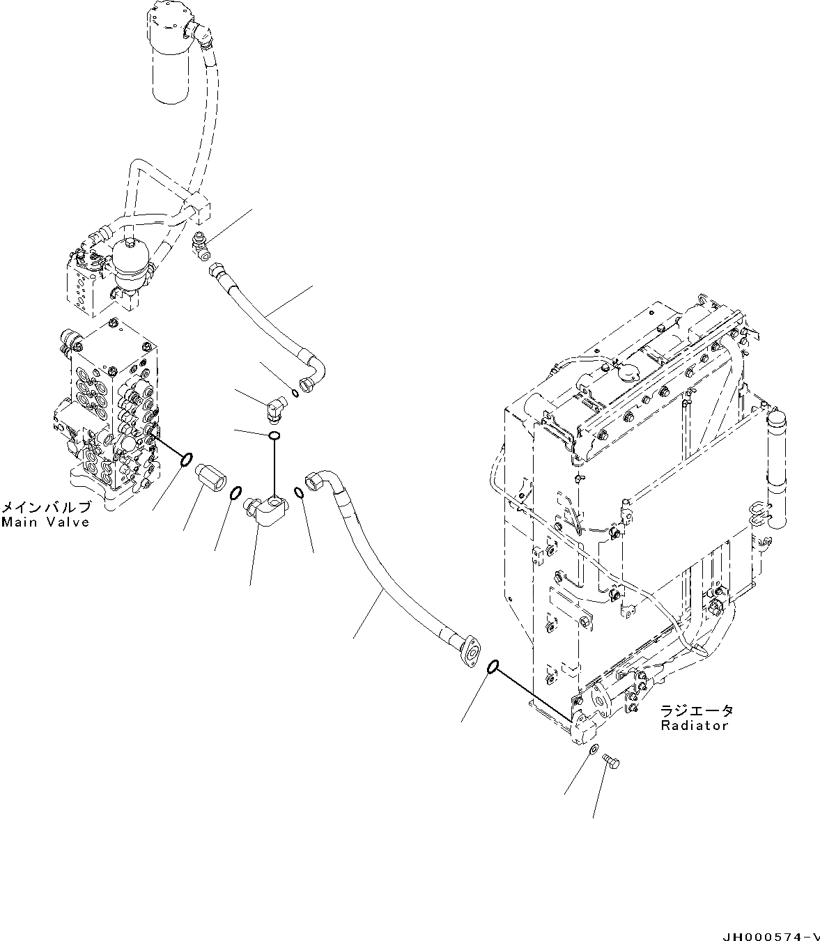 Схема запчастей Komatsu PC130-8 - ВОЗВРАТ. ТРУБЫ (№8-) ВОЗВРАТ. ТРУБЫ, -АКТУАТОР