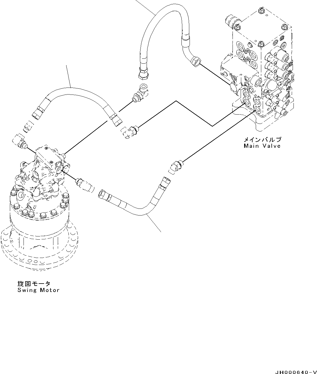 Схема запчастей Komatsu PC130-8 - ПОВОРОТН. ТРУБЫ (№8-) ПОВОРОТН. ТРУБЫ