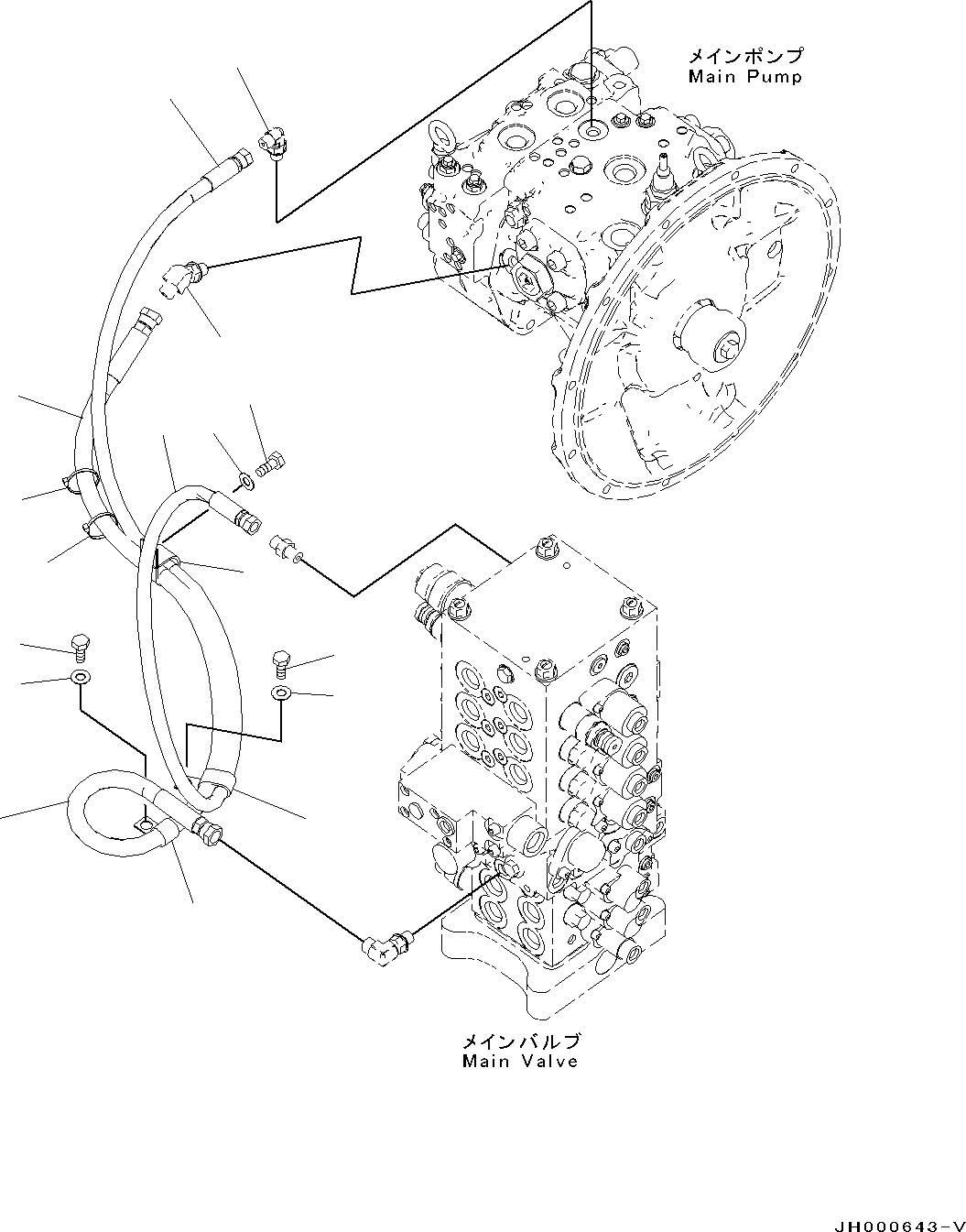 Схема запчастей Komatsu PC130-8 - LS ТРУБЫ (№8-) LS ТРУБЫ, -АКТУАТОР