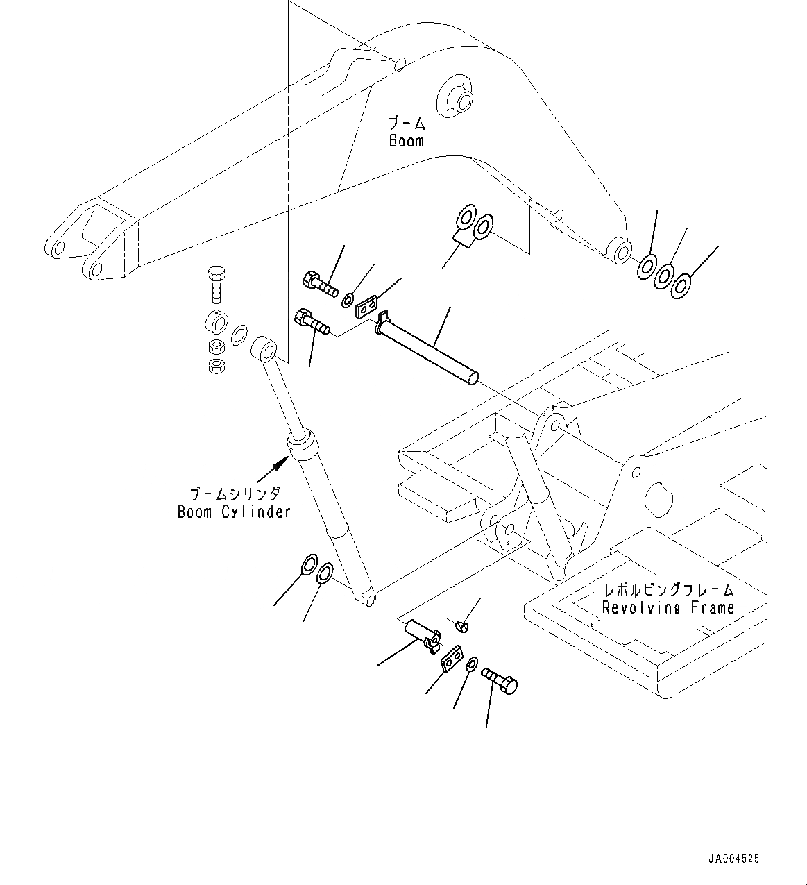 Схема запчастей Komatsu PC130-8 - ПАЛЕЦ СТРЕЛЫ(№8-) СТРЕЛА НИЖН. ПАЛЕЦ