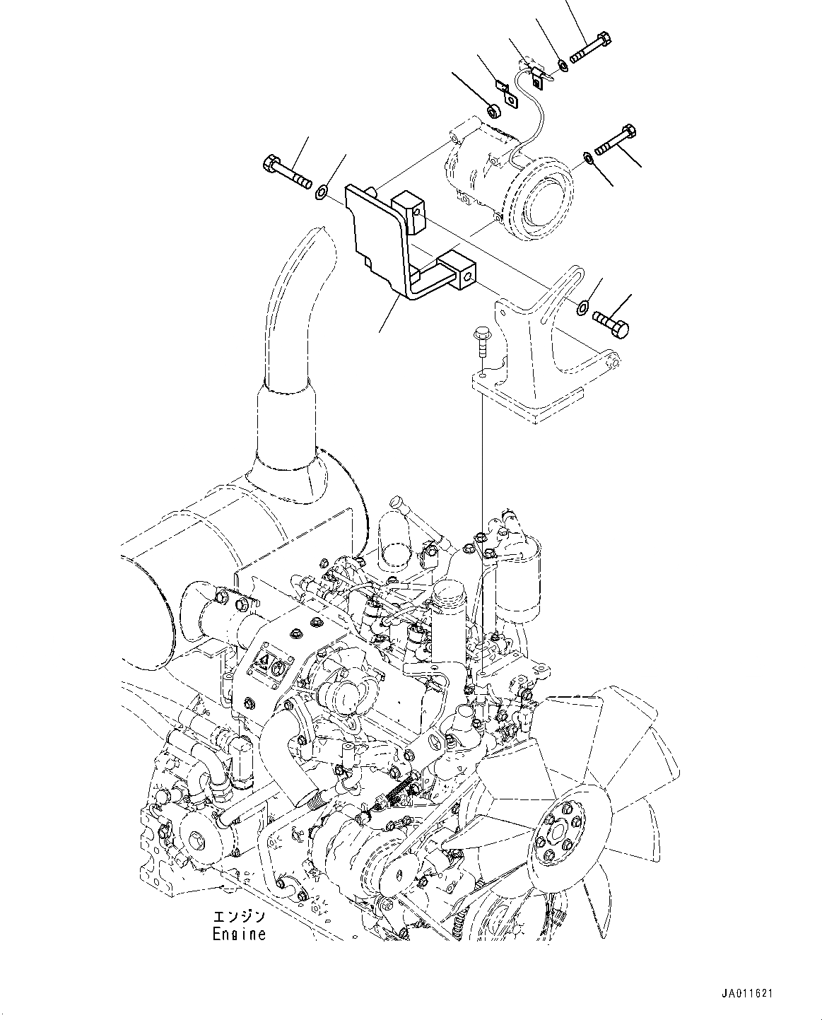 Схема запчастей Komatsu PC130-8 - БЛОК КОНДИЦИОНЕРА, КОМПРЕССОР КРЕПЛЕНИЕ (№8-) БЛОК КОНДИЦИОНЕРА