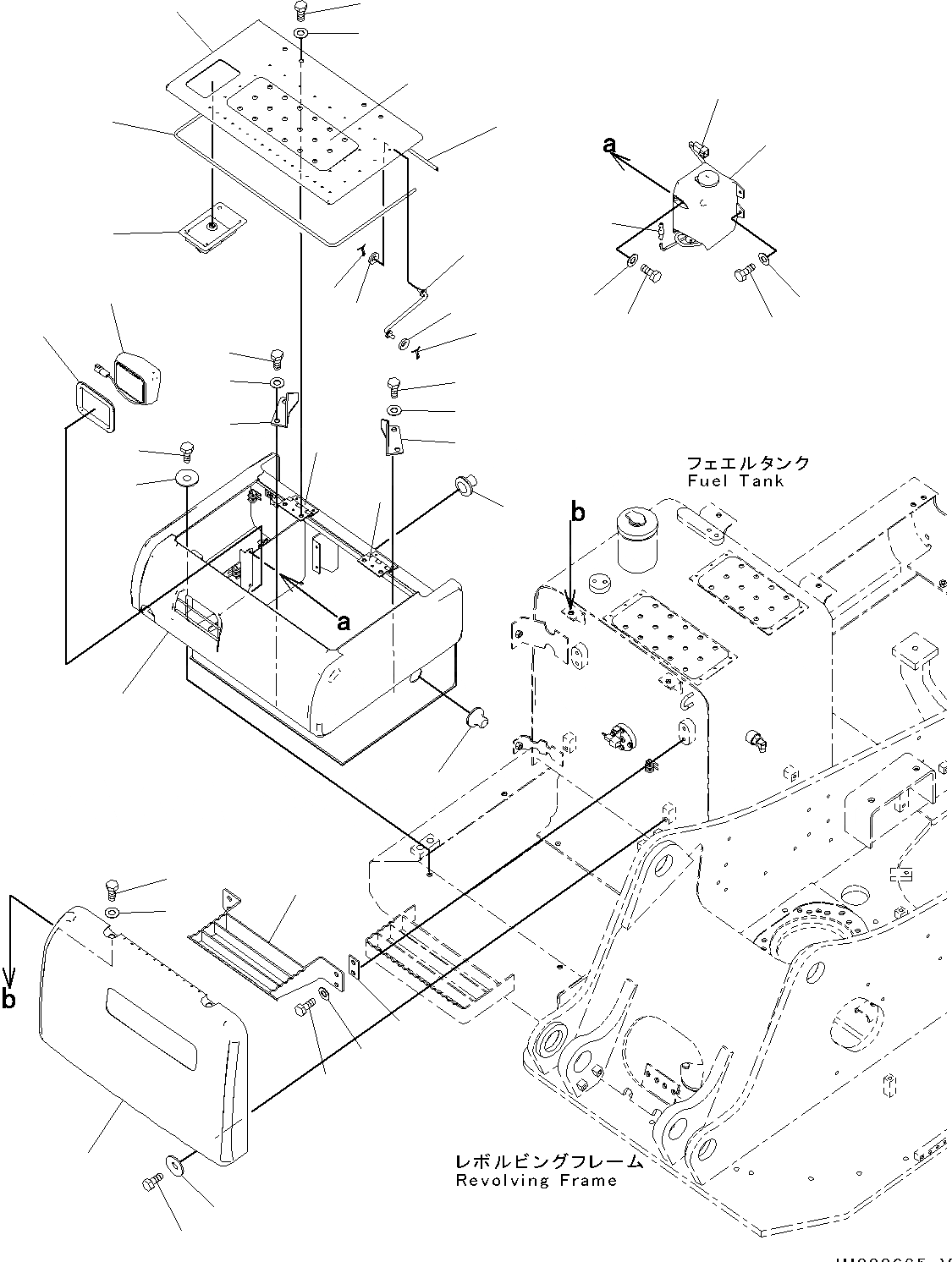 Схема запчастей Komatsu PC130-8 -  КОРПУС (№8-)  КОРПУС, ПРАВ.