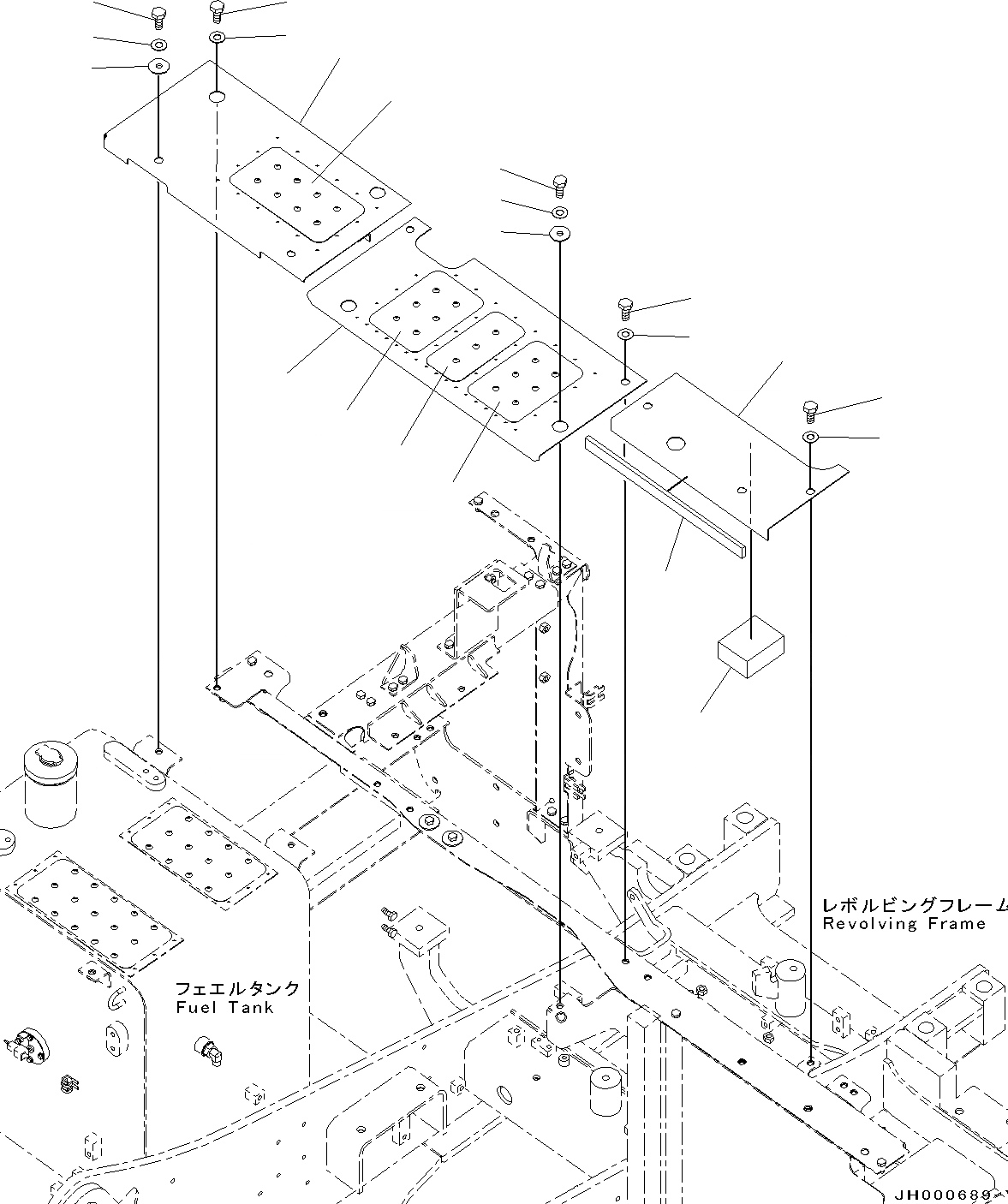 Схема запчастей Komatsu PC130-8 - ПЕРЕДН. КРЫШКА(№8-) ПЕРЕДН. COVER