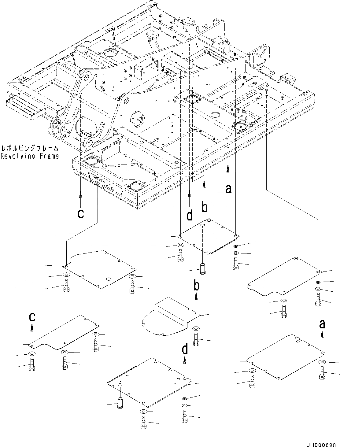 Схема запчастей Komatsu PC130-8 - НИЖН. КРЫШКА (№8-) НИЖН. КРЫШКА