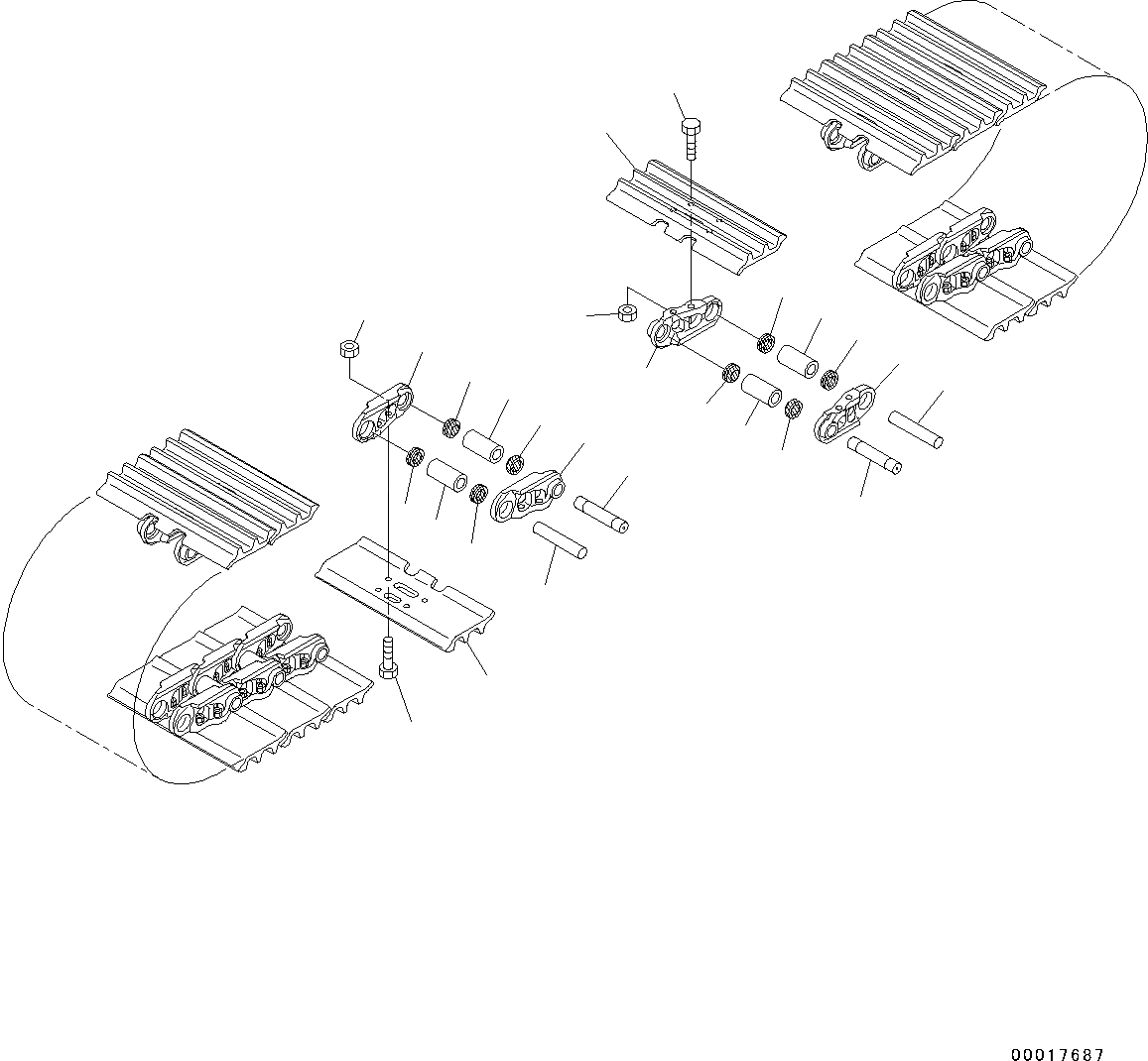 Схема запчастей Komatsu PC130-8 - ГУСЕНИЦЫ ASSEMBLY (№8-) ГУСЕНИЦЫ ASSEMBLY, С БОЛЬШ. ОТВЕРСТИЕD, ТРОЙН. SHOE ГРУНТОЗАЦЕП, MM ШИР.