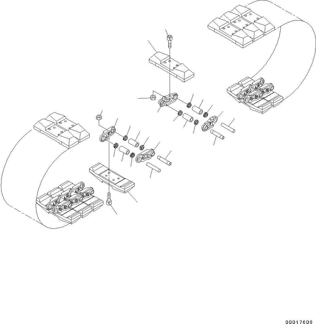 Схема запчастей Komatsu PC130-8 - ГУСЕНИЦЫ ASSEMBLY (№8-) ГУСЕНИЦЫ ASSEMBLY, РЕЗИН., MM ШИР.