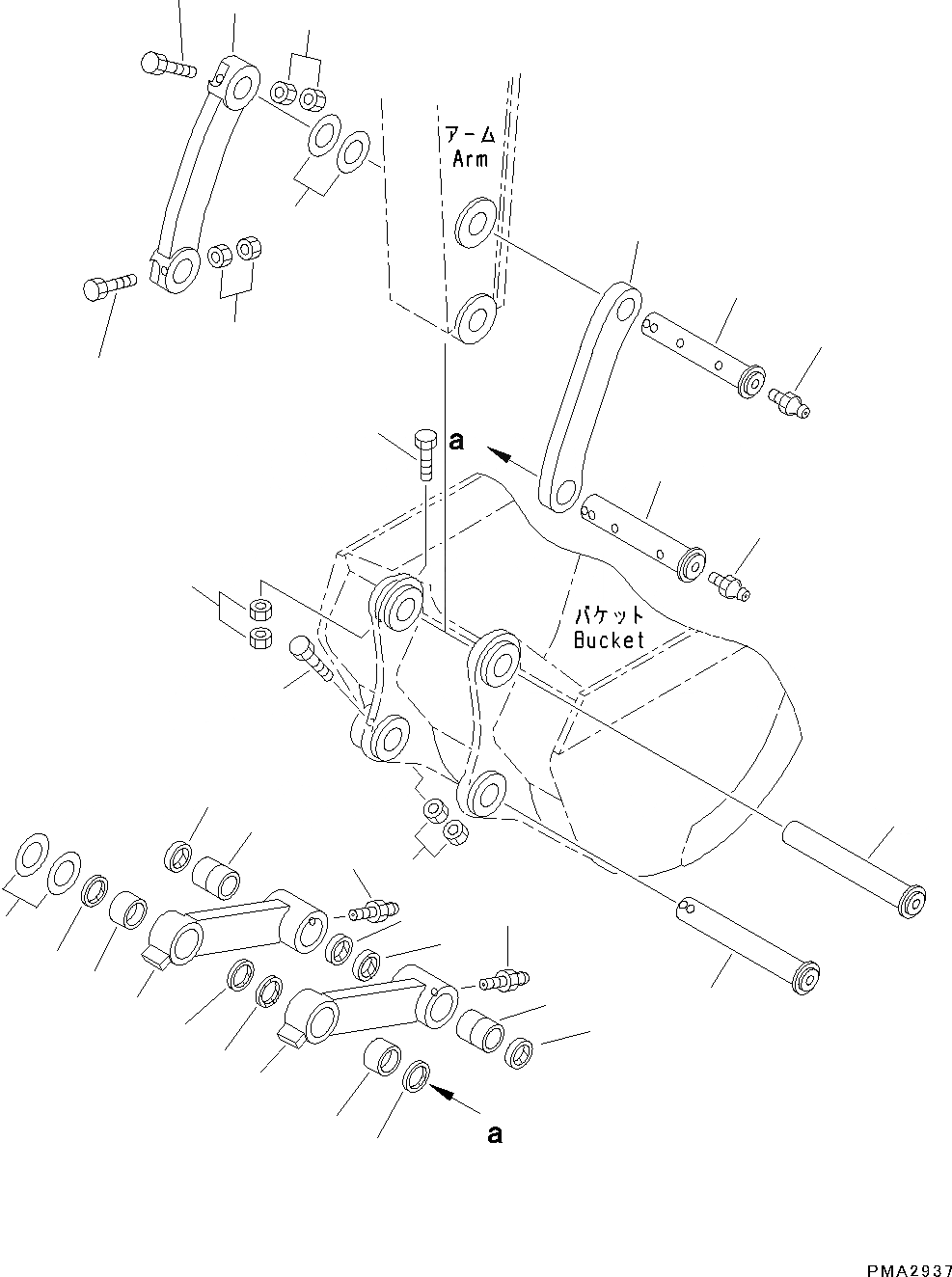 Схема запчастей Komatsu PC130-8 - СОЕДИНЕНИЕ КОВШАAGE (№8-) СОЕДИНЕНИЕ КОВШАAGE, УСИЛ.