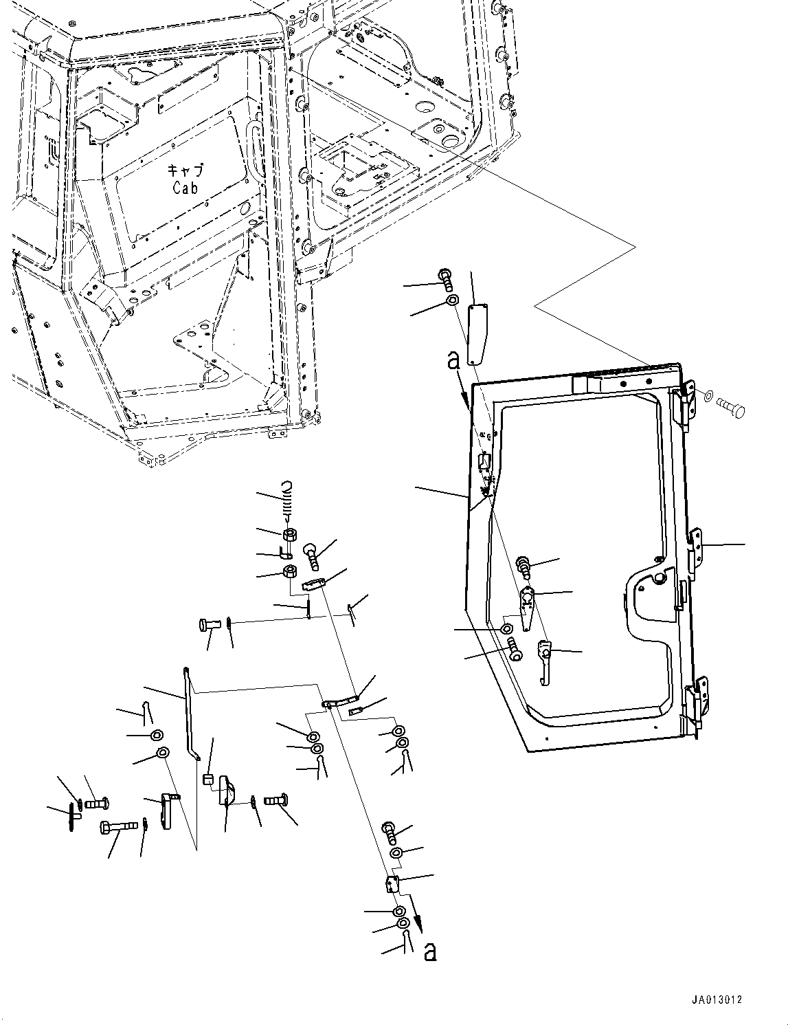 Схема запчастей Komatsu D39EX-22 - КАБИНА ROPS, ДВЕРЬ И LATCH, ЛЕВ. (№-) КАБИНА ROPS, С KOMTRAX, GPRS