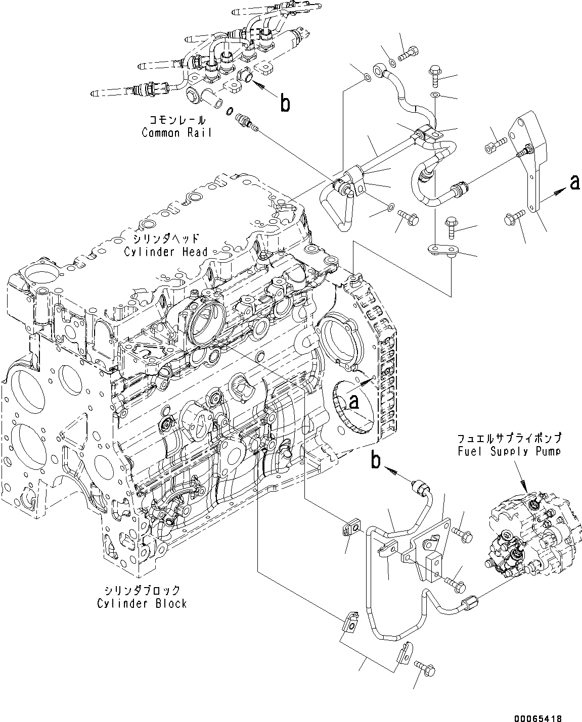 Схема запчастей Komatsu SAA4D107E-1AA - ТОПЛИВОПРОВОД. (№-) ТОПЛИВОПРОВОД.