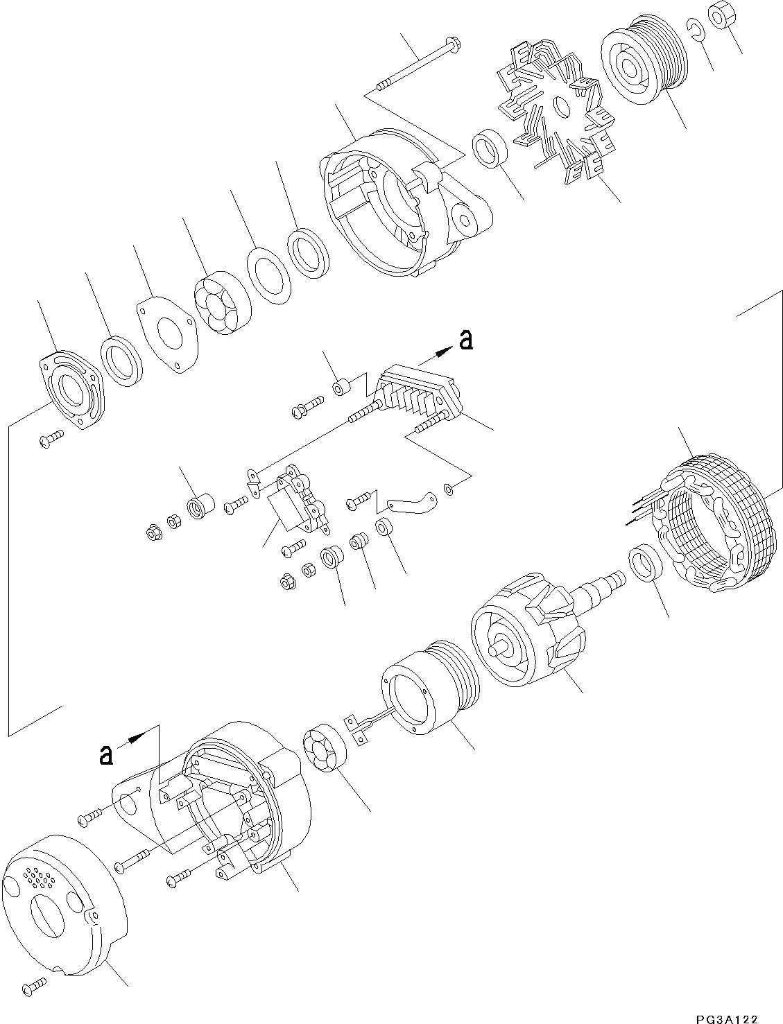 Схема запчастей Komatsu SAA4D107E-1AA - ГЕНЕРАТОР, ВНУТР. ЧАСТИ (№-) ГЕНЕРАТОР, AMP.