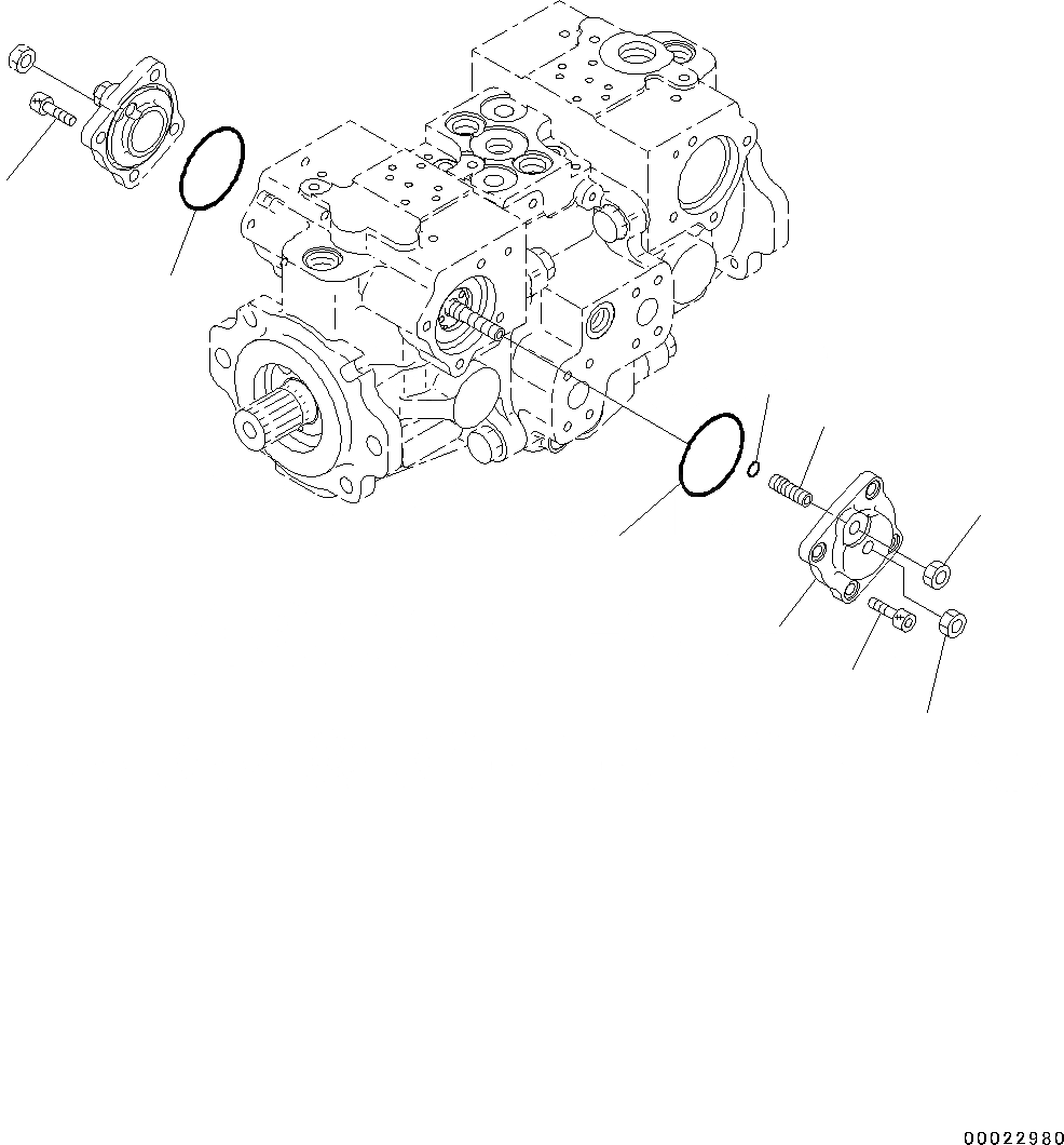 Схема запчастей Komatsu D39PX-22 - ГИДРАВЛ МАСЛ. НАСОС, HST НАСОС (/) (№-) ГИДРАВЛ МАСЛ. НАСОС