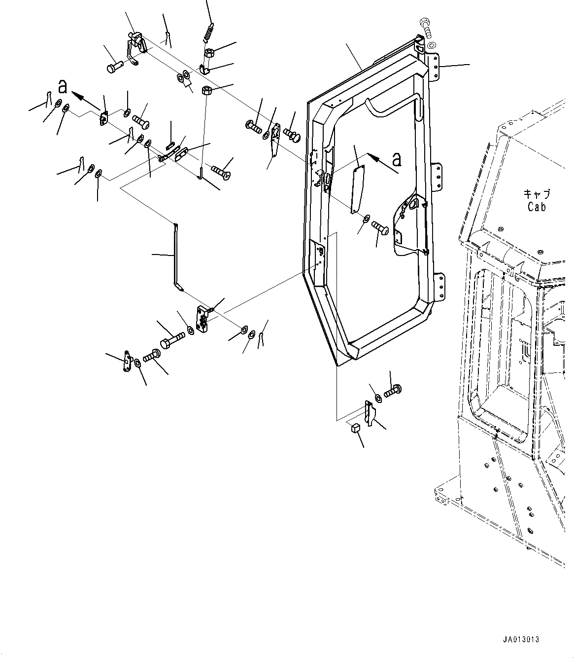 Схема запчастей Komatsu D39PX-22 - КАБИНА ROPS, ДВЕРЬ И LATCH, ПРАВ. (№-) КАБИНА ROPS, С KOMTRAX, GPRS