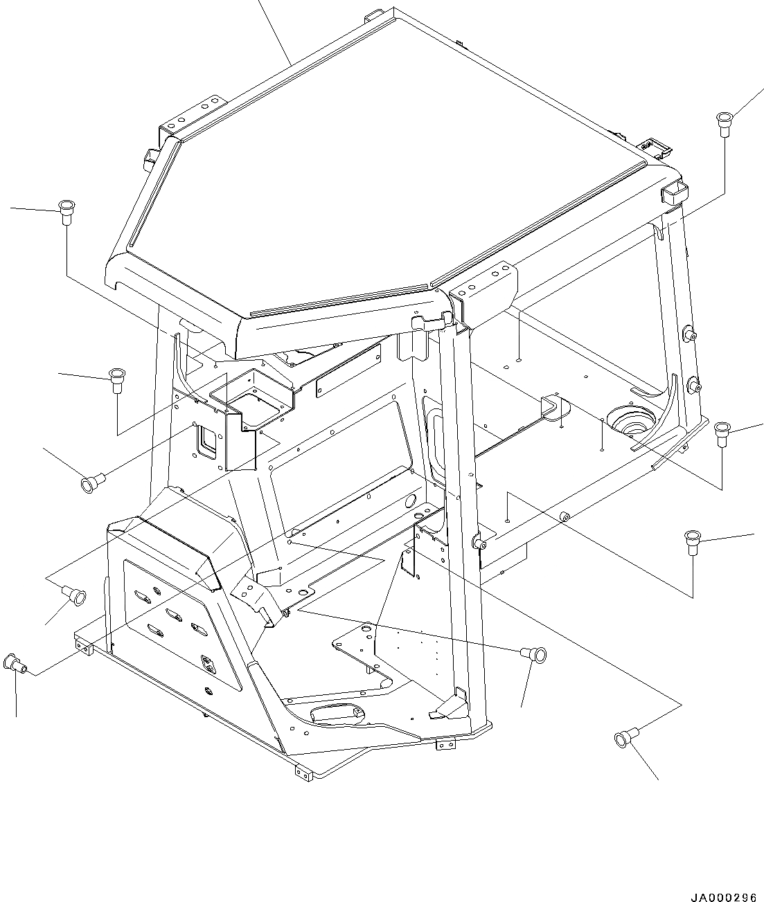 Схема запчастей Komatsu D39PX-22 - СИСТЕМА ROPS, КУЗОВ (№-) СИСТЕМА ROPS, С KOMTRAX, GPRS