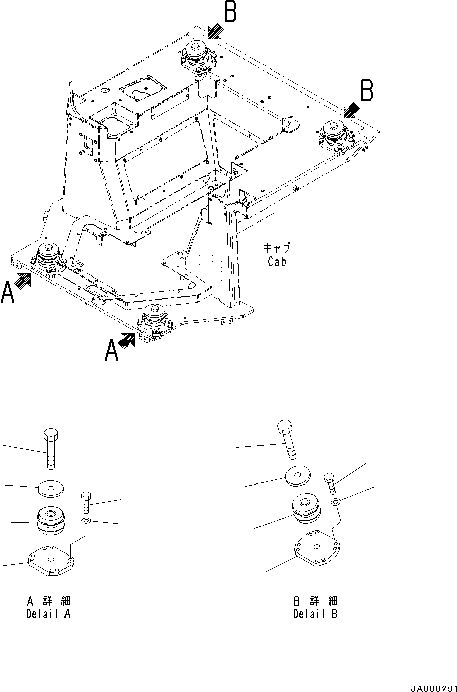 Схема запчастей Komatsu D39PX-22 - SUSPENTION (№-) SUSPENTION, ДЛЯ MACHINE С НАВЕСОМ