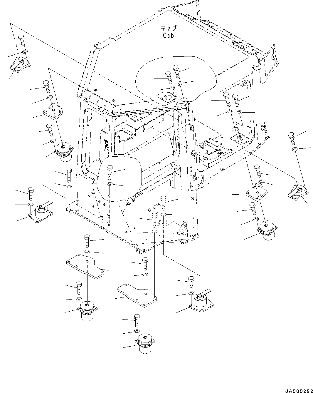 Схема запчастей Komatsu D39PX-22 - SUSPENTION (№-) SUSPENTION, ДЛЯ MACHINE С КАБИНОЙ