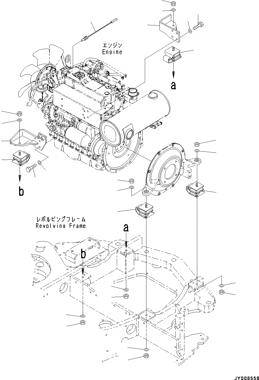 Схема запчастей Komatsu PC45MR-3 - КРЕПЛЕНИЕ ДВИГАТЕЛЯ (№-) КРЕПЛЕНИЕ ДВИГАТЕЛЯ