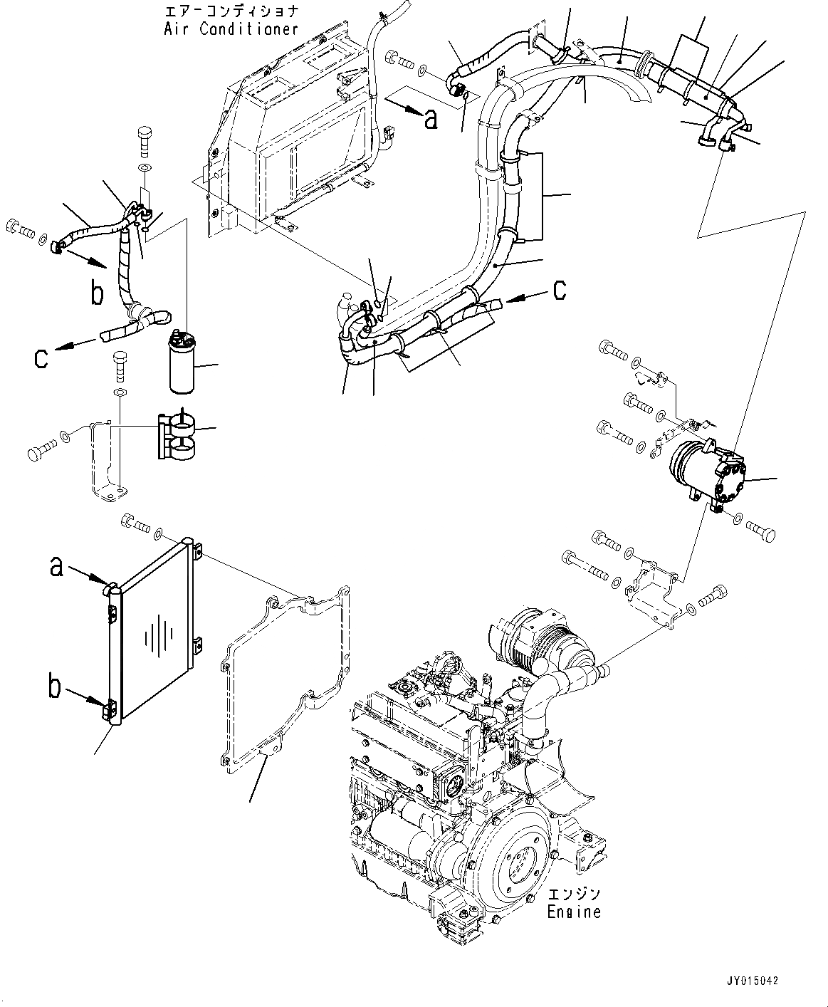 Схема запчастей Komatsu PC45MR-3 - ДВИГАТЕЛЬ БЛОК, ТРУБКИ КОНДИЦИОНЕРА (/) (№-) ДВИГАТЕЛЬ БЛОК, С КОНДИЦИОНЕРОМ