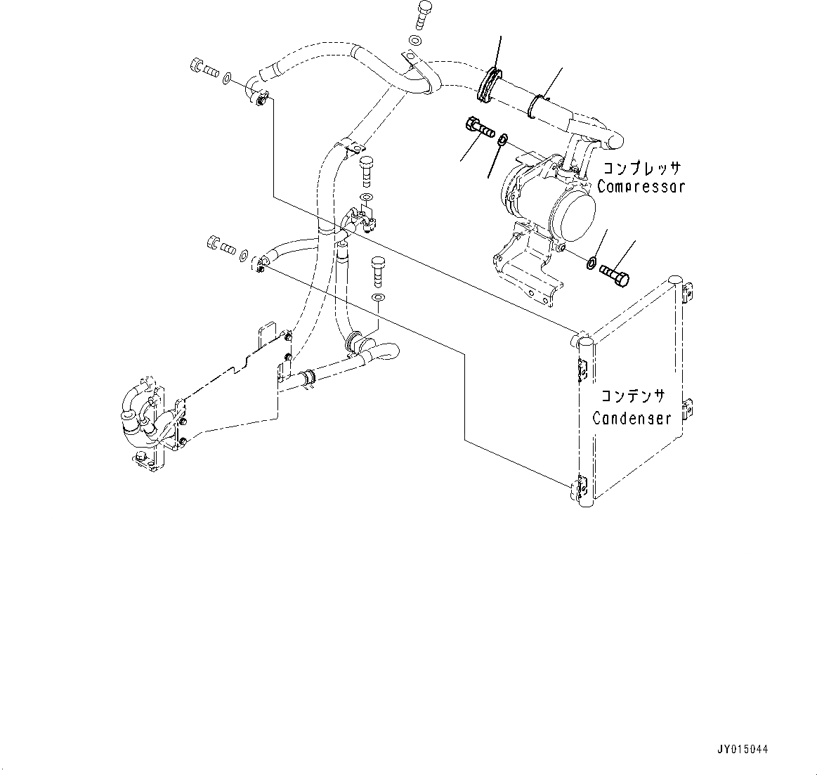 Схема запчастей Komatsu PC45MR-3 - ДВИГАТЕЛЬ БЛОК, ТРУБКИ КОНДИЦИОНЕРА (/) (№-) ДВИГАТЕЛЬ БЛОК, С КОНДИЦИОНЕРОМ