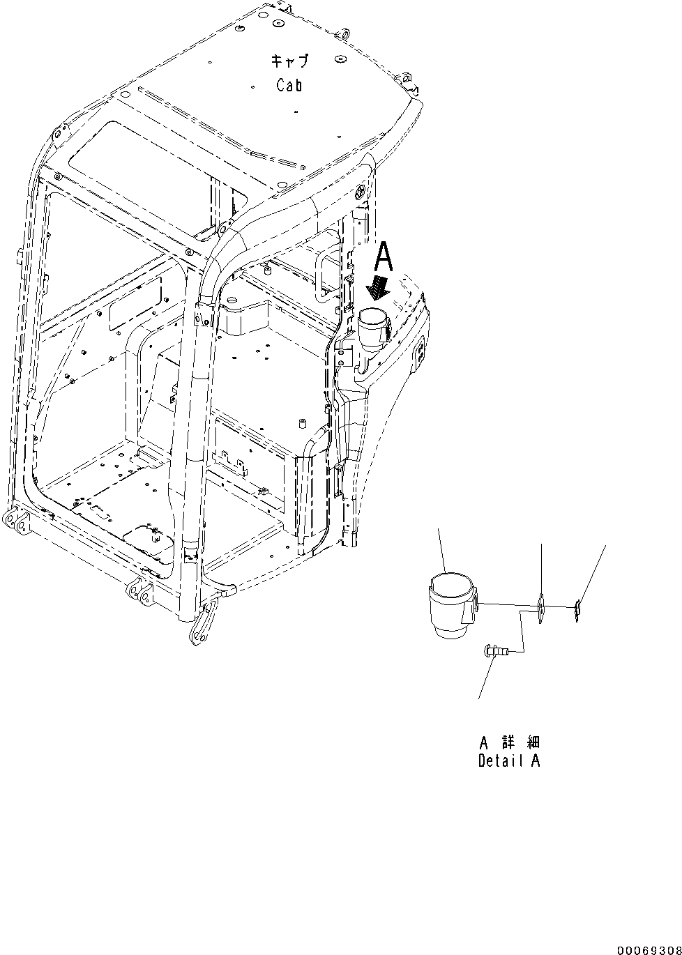 Схема запчастей Komatsu PC45MR-3 - КАБИНА, ПОДСТАКАННИК (№-) КАБИНА, С ПРОПОРЦИОНАЛЬН. РЫЧАГ УПРАВЛ-Я, ЗАДН.VIEW MIRROR, ЛЕВ. И ПРАВ., ПЕЧКА, PROVISION ДЛЯ -ДОПОЛН. АКТУАТОР ТРУБЫ, LA