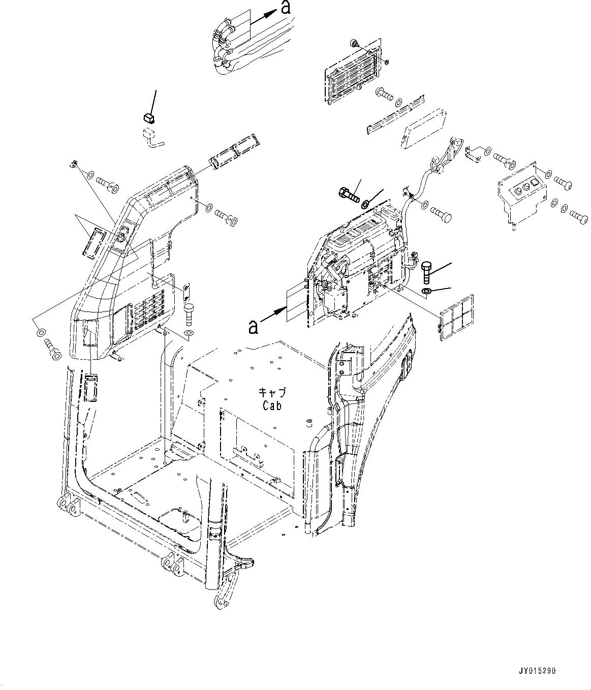 Схема запчастей Komatsu PC45MR-3 - КАБИНА, БЛОК КОНДИЦИОНЕРА (/) (№-) КАБИНА, ОТВ. С ИЗМ. УГЛОМ DOZER, С ПРОПОРЦИОНАЛЬН. РЫЧАГ УПРАВЛ-Я, ЗАДН.VIEW MIRROR, ЛЕВ. И ПРАВ., КОНДИЦ. ВОЗДУХА, PROVISION ДЛЯ -ДОПОЛНИТ.ITI