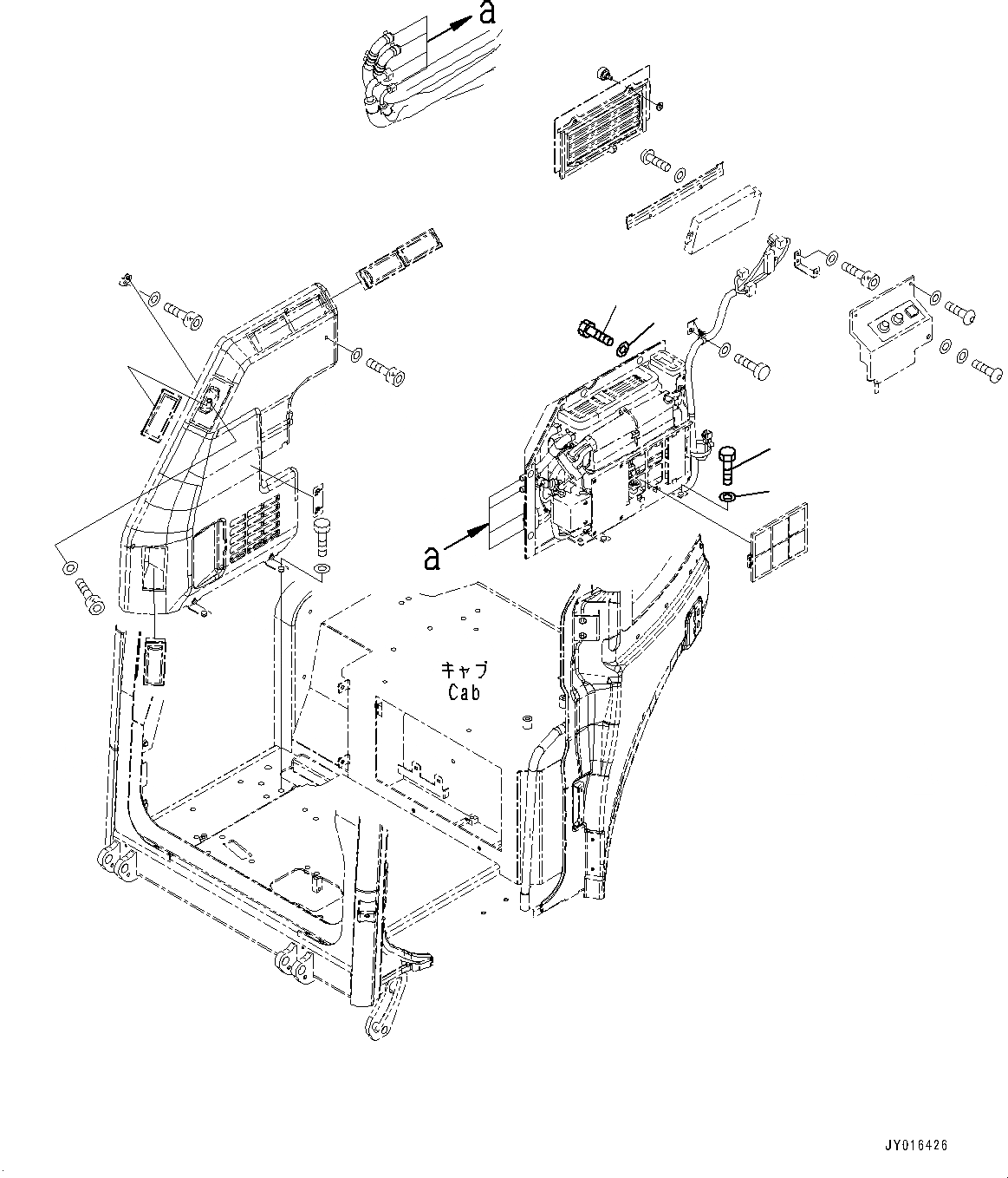 Схема запчастей Komatsu PC45MR-3 - КАБИНА, БЛОК КОНДИЦИОНЕРА (/) (№-) КАБИНА, ОТВ. С ИЗМ. УГЛОМ DOZER, С ПРОПОРЦИОНАЛЬН. РЫЧАГ УПРАВЛ-Я, ЗАДН.VIEW MIRROR, ЛЕВ. И ПРАВ., КОНДИЦ. ВОЗДУХА, PROVISION ДЛЯ -ДОПОЛНИТ.ITI