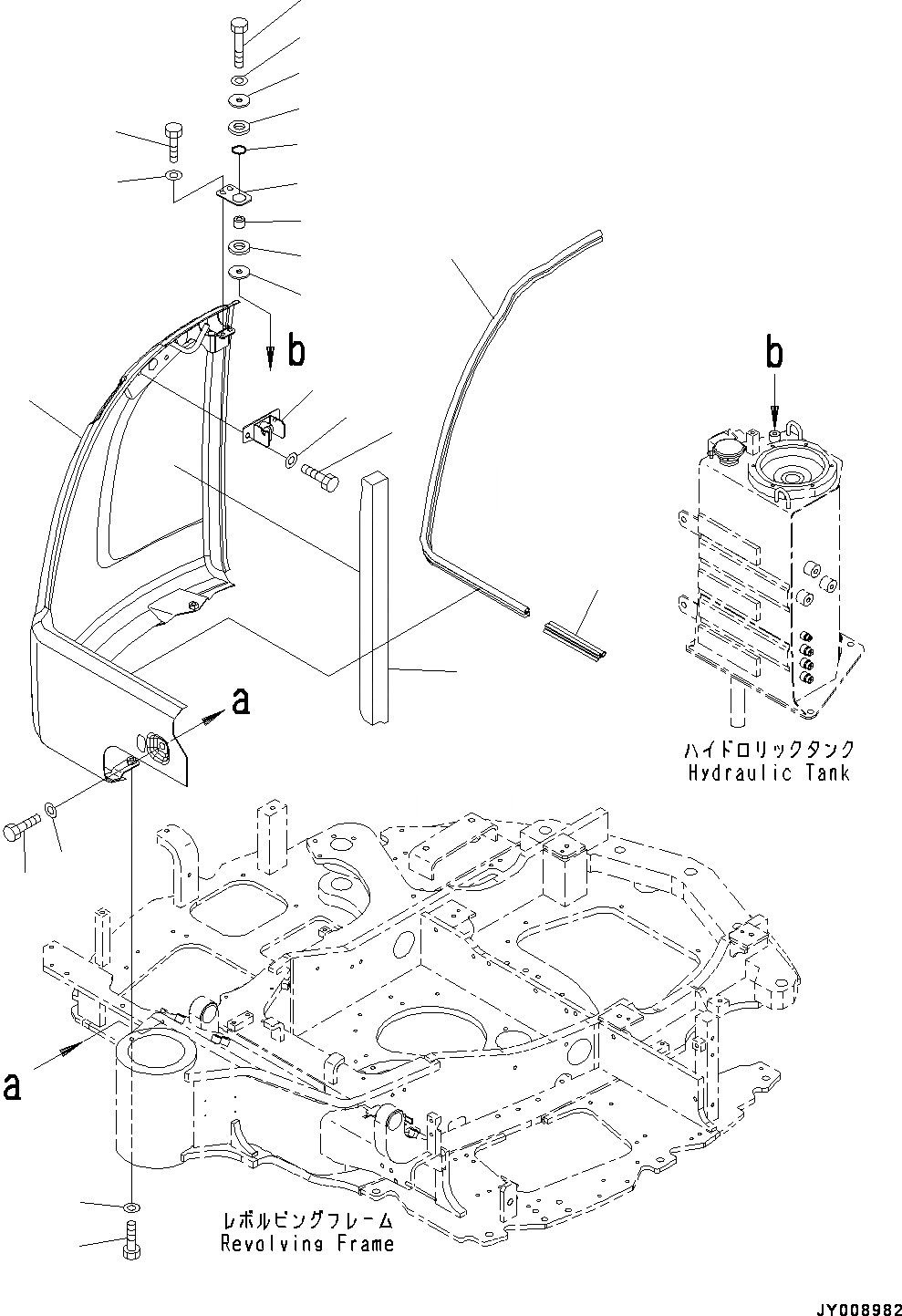 Схема запчастей Komatsu PC45MR-3 - ПРАВ. COVER, ПЕРЕДН., ПРАВ. (№-) ПРАВ. COVER