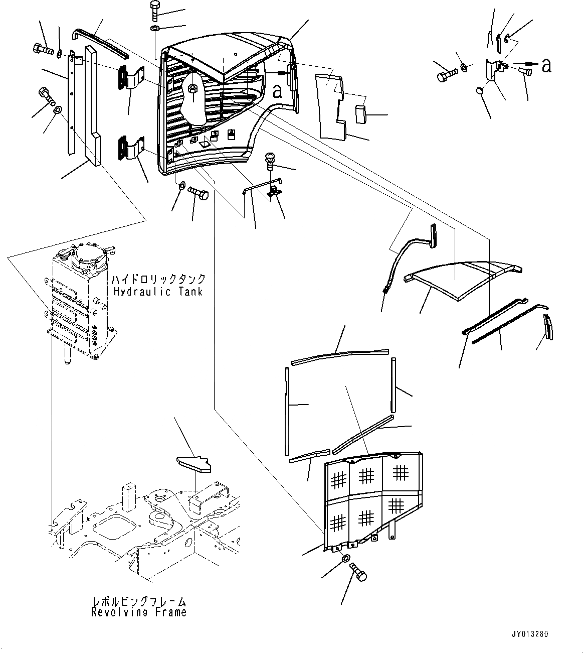 Схема запчастей Komatsu PC45MR-3 - ПРАВ. COVER, ЗАДН., ПРАВ. (№-) ПРАВ. COVER, С DUSTЗАЩИТА NET