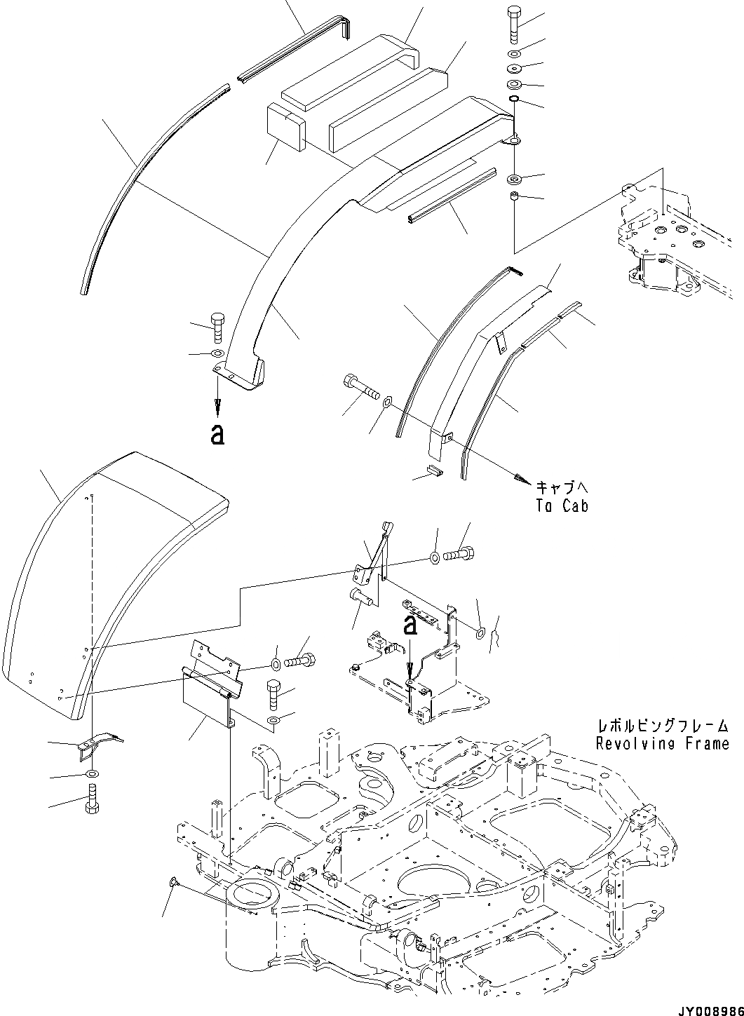 Схема запчастей Komatsu PC45MR-3 - ПЕРЕДН. КРЫШКА(№-) ПЕРЕДН. COVER, ДЛЯ КАБИНЫ