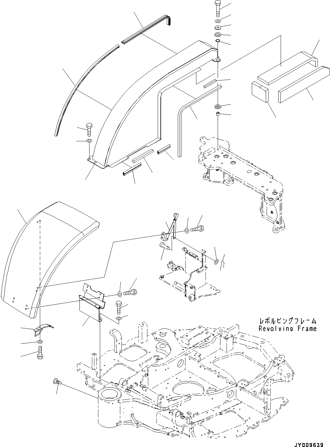 Схема запчастей Komatsu PC45MR-3 - ПЕРЕДН. КРЫШКА(№-) ПЕРЕДН. COVER, ДЛЯ НАВЕСА, ДЛЯ MACHINE С АВТОМАТИЧ. DECELERATOR, ДЛЯ СЕВ. АМЕРИКИ