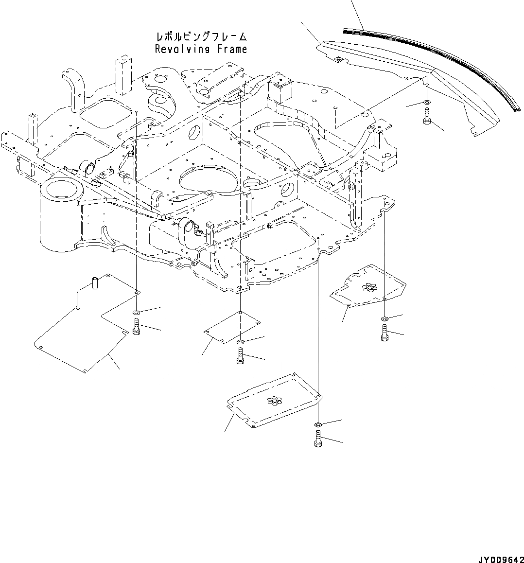 Схема запчастей Komatsu PC45MR-3 - НИЖН. КРЫШКА (№-) НИЖН. КРЫШКА, КРОМЕ ЯПОН.