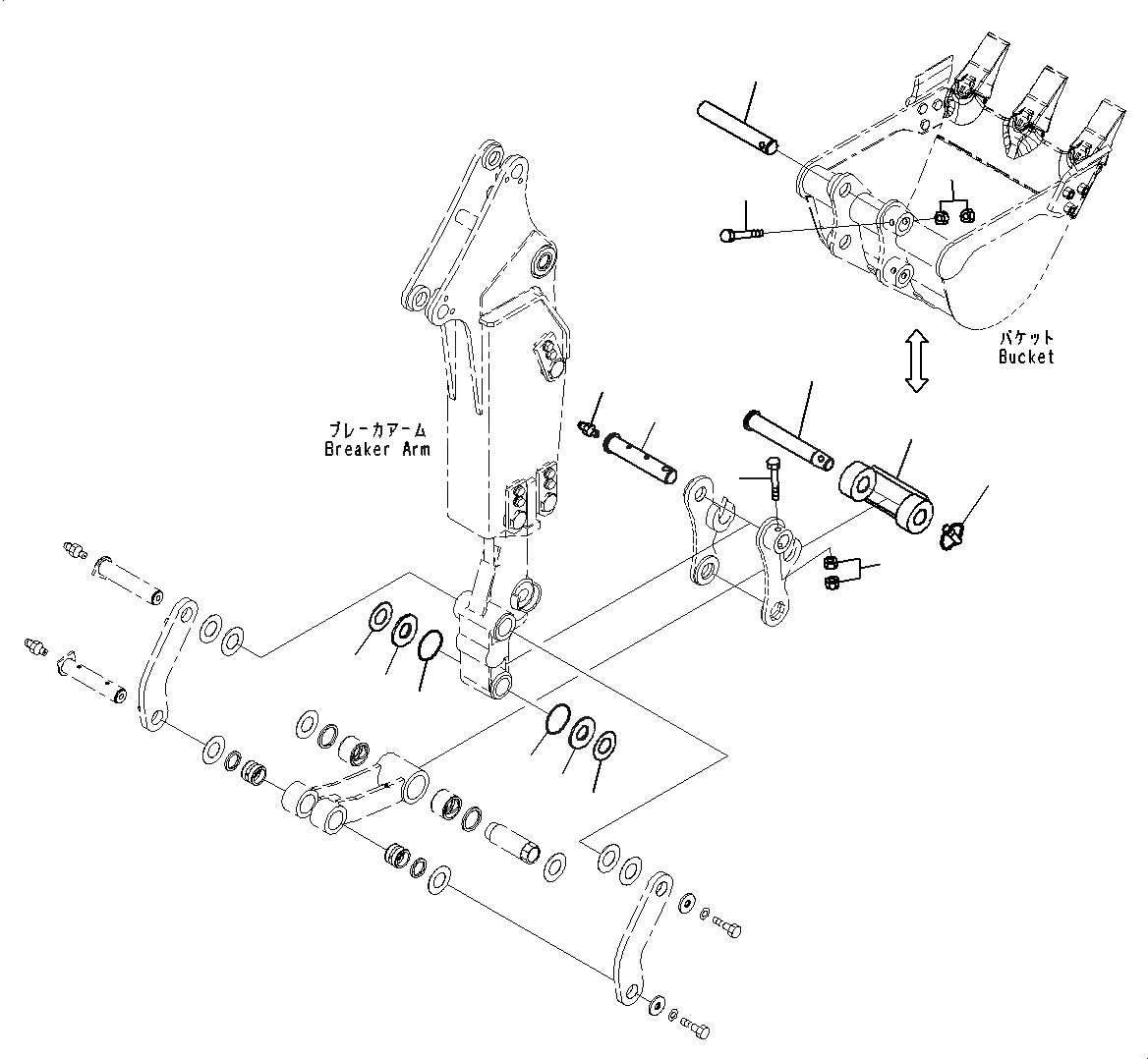 Схема запчастей Komatsu PC18MR-3 - ПАЛЕЦ КОВША (№-) ПАЛЕЦ КОВША, ДЛЯ MACHINE С ГИДРОМОЛОТОМ