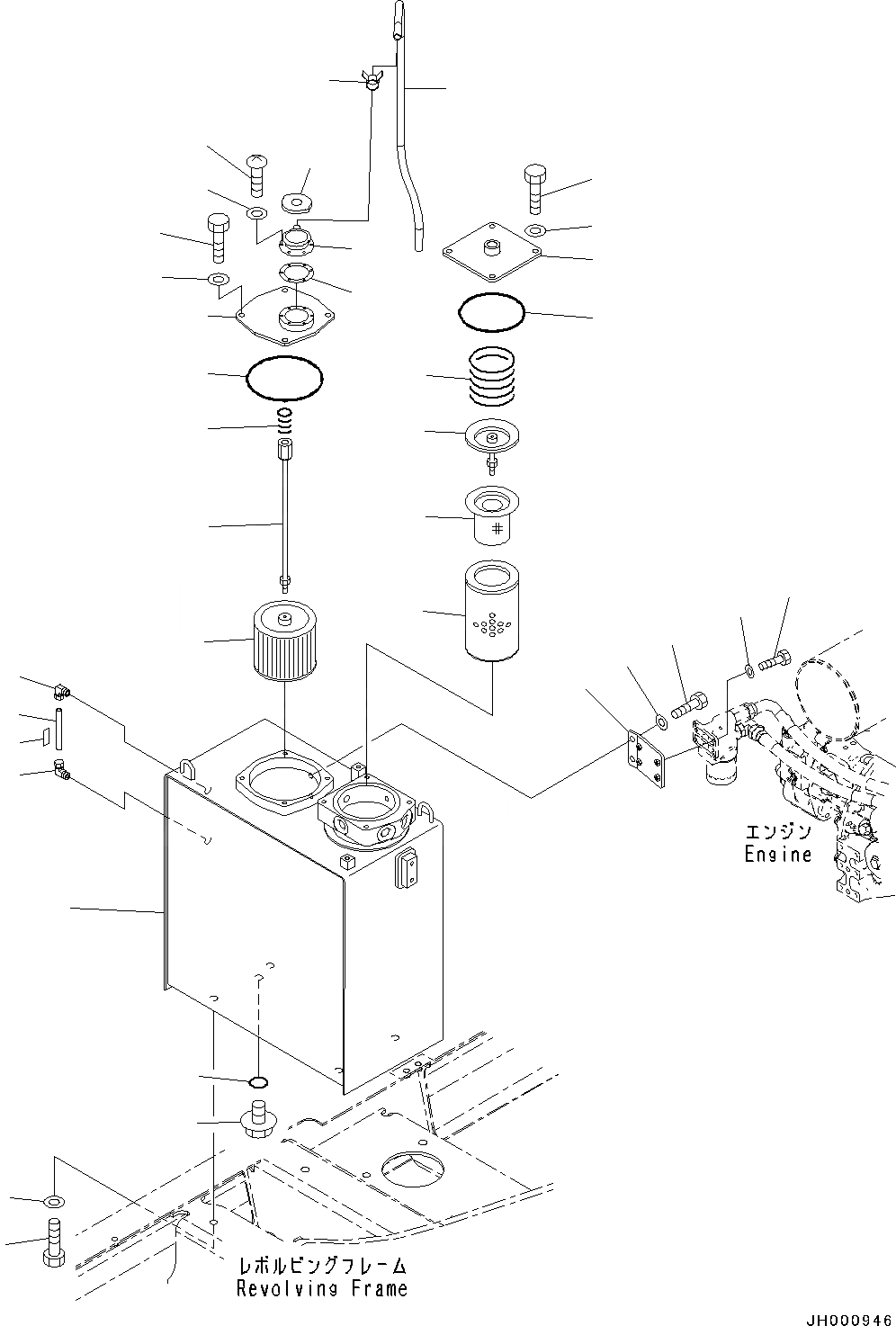 Схема запчастей Komatsu PC130-8 - ГИДРАВЛ МАСЛ. БАК(№8-) ГИДРАВЛ МАСЛ. БАК