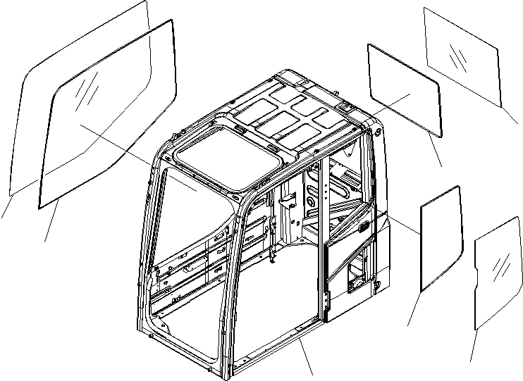 Схема запчастей Komatsu PC130-8 - КАБИНА, -АКТУАТОР(№8-) КАБИНА, -АКТУАТОР