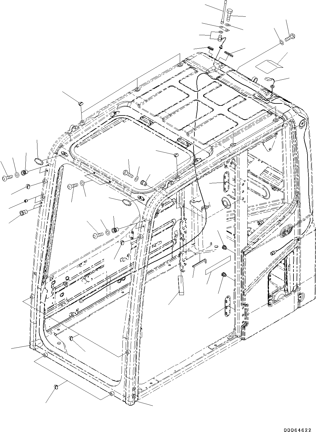 Схема запчастей Komatsu PC130-8 - КАБИНА, -АКТУАТОР(№8-) КАБИНА, -АКТУАТОР