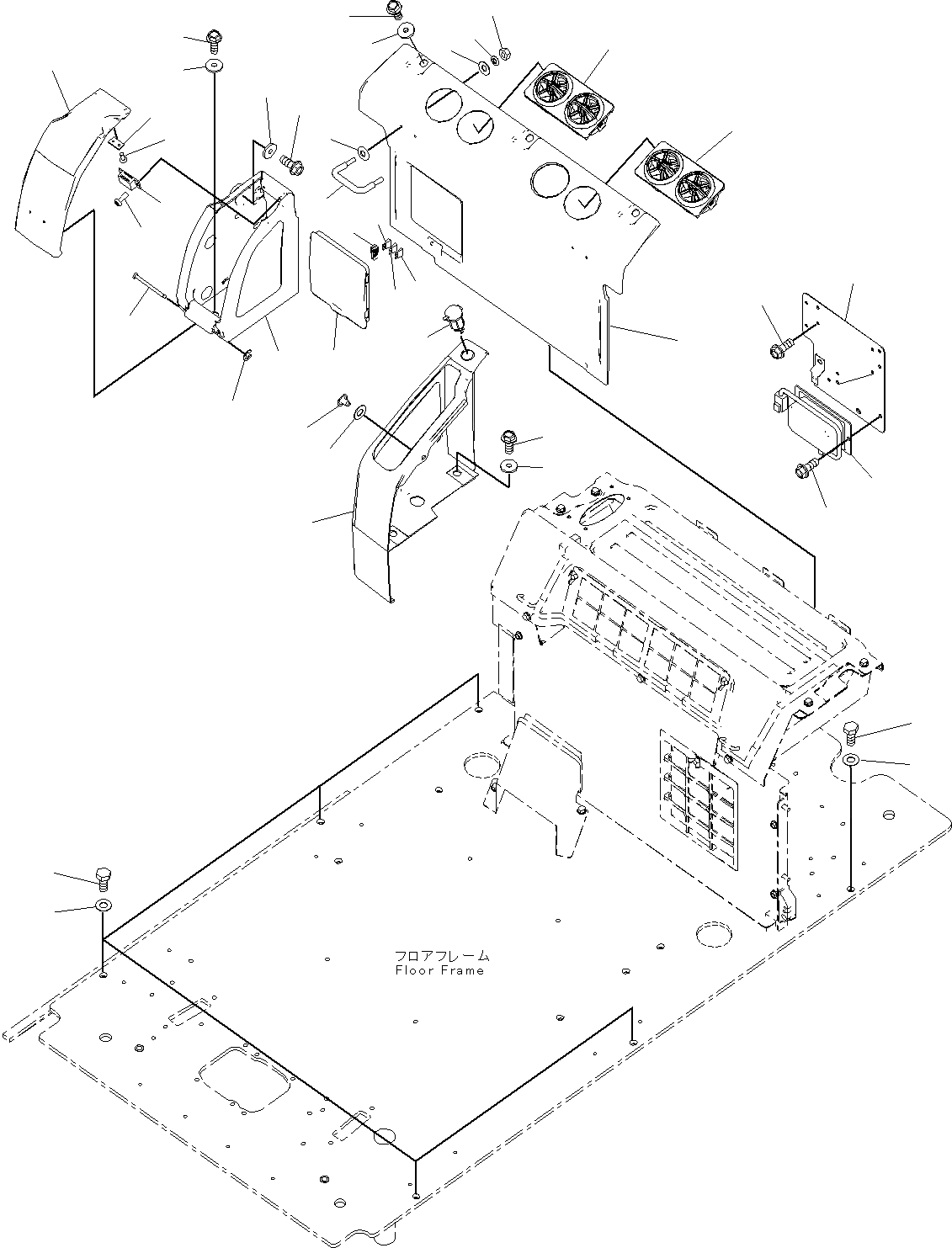 Схема запчастей Komatsu PC130-8 - КАБИНА, -АКТУАТОР(№8-8) КАБИНА, -АКТУАТОР