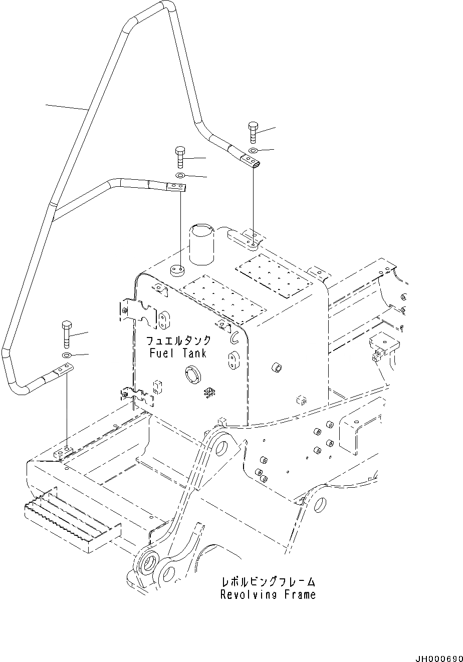 Схема запчастей Komatsu PC130-8 - HANDRAIL(№8-) HANDRAIL