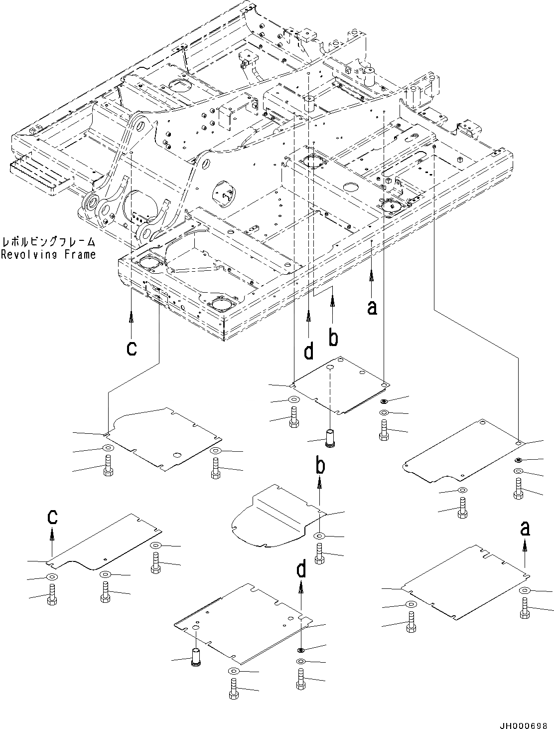 Схема запчастей Komatsu PC130-8 - НИЖН. КРЫШКА(№8-) НИЖН. КРЫШКА