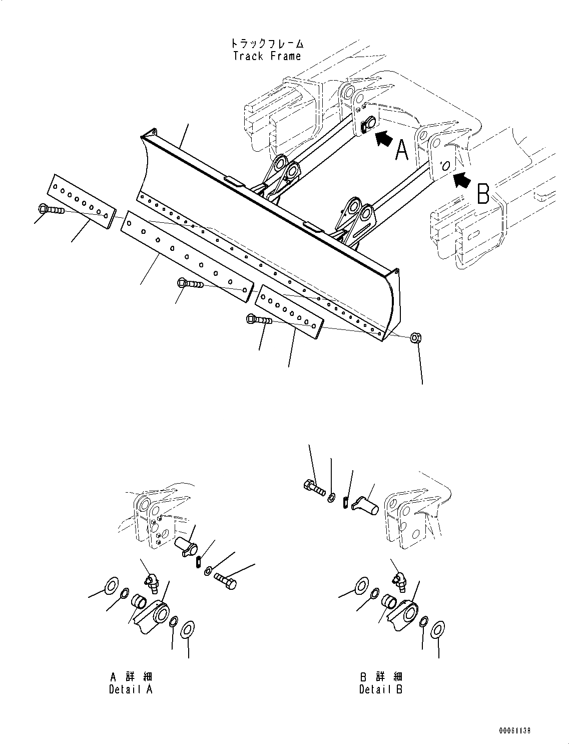 Схема запчастей Komatsu PC130-8 - ОТВАЛ, ШИР., С РЕЖУЩ. КРОМКОЙ НА БОЛТАХ(№8-) ОТВАЛ, ШИР., С РЕЖУЩ. КРОМКОЙ НА БОЛТАХ