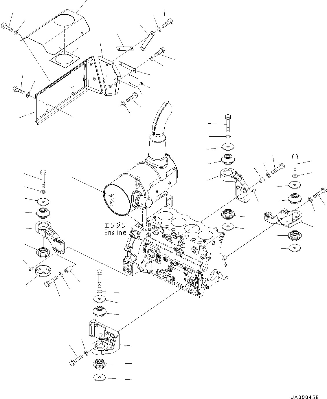 Схема запчастей Komatsu PC88MR-8 - КРЕПЛЕНИЕ ДВИГАТЕЛЯ (№-) КРЕПЛЕНИЕ ДВИГАТЕЛЯ