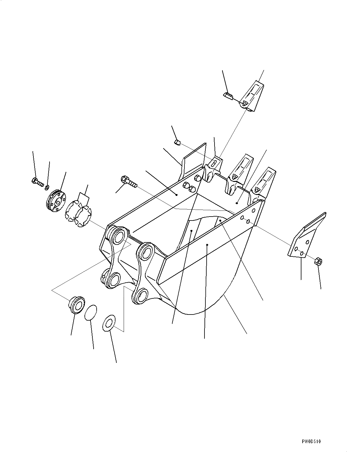 Схема запчастей Komatsu PC88MR-8 - КОВШ (№-) КОВШ, .M, 7MM ШИР., ВЕРТИКАЛЬН. ПАЛЕЦ