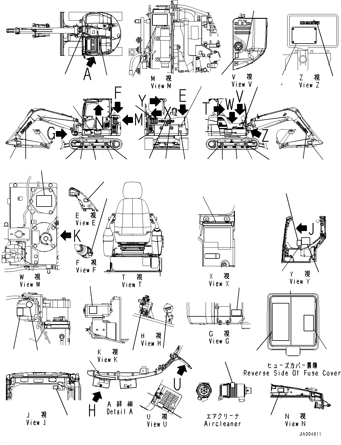 Схема запчастей Komatsu PC88MR-8 - МАРКИРОВКА (№8-) МАРКИРОВКА, ПОРТУГАЛ.