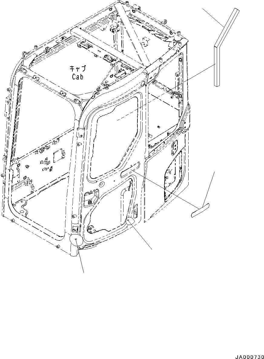 Схема запчастей Komatsu PC88MR-8 - КАБИНА, ЛОГОТИП KOMATSU (№-) КАБИНА, С KOMTRAX, ДЛЯ СТРАН ЕС ARRANGEMENT