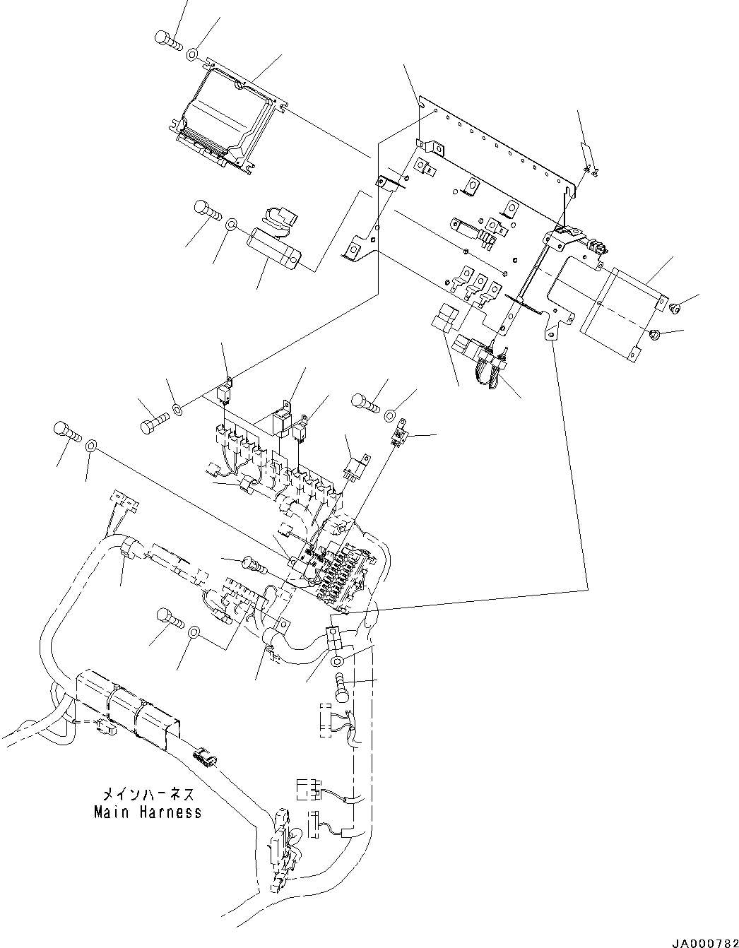 Схема запчастей Komatsu PC88MR-8 - ОСНОВН. КОНСТРУКЦИЯ, ЭЛЕКТРИЧ. ЧАСТИ (№87-) ОСНОВН. КОНСТРУКЦИЯ, С РЕГУЛИР. 2-СЕКЦИОНН. СТРЕЛА, -НАВЕСН. ОБОРУД, СИГНАЛИЗ. ПЕРЕГРУЗКИ, БЕЗ РАДИО