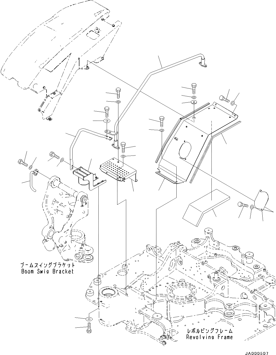 Схема запчастей Komatsu PC88MR-8 - ПЕРЕДН. COVER, СТУПЕНИ И ПОРУЧНИ(№-) ПЕРЕДН. COVER, PROVISION ДЛЯ НАСОС АВТОМАТИЧ. ЗАПРАВКИ ТОПЛИВА УСТАНОВКА