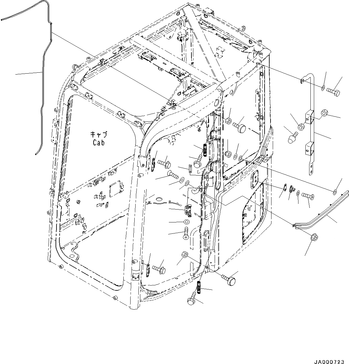 Схема запчастей Komatsu PC88MR-8 - КАБИНА, ДВЕРЬ ФИКСАТОР ОТКРЫТИЯ (№-) КАБИНА, С KOMTRAX, ДЛЯ СТРАН ЕС ARRANGEMENT